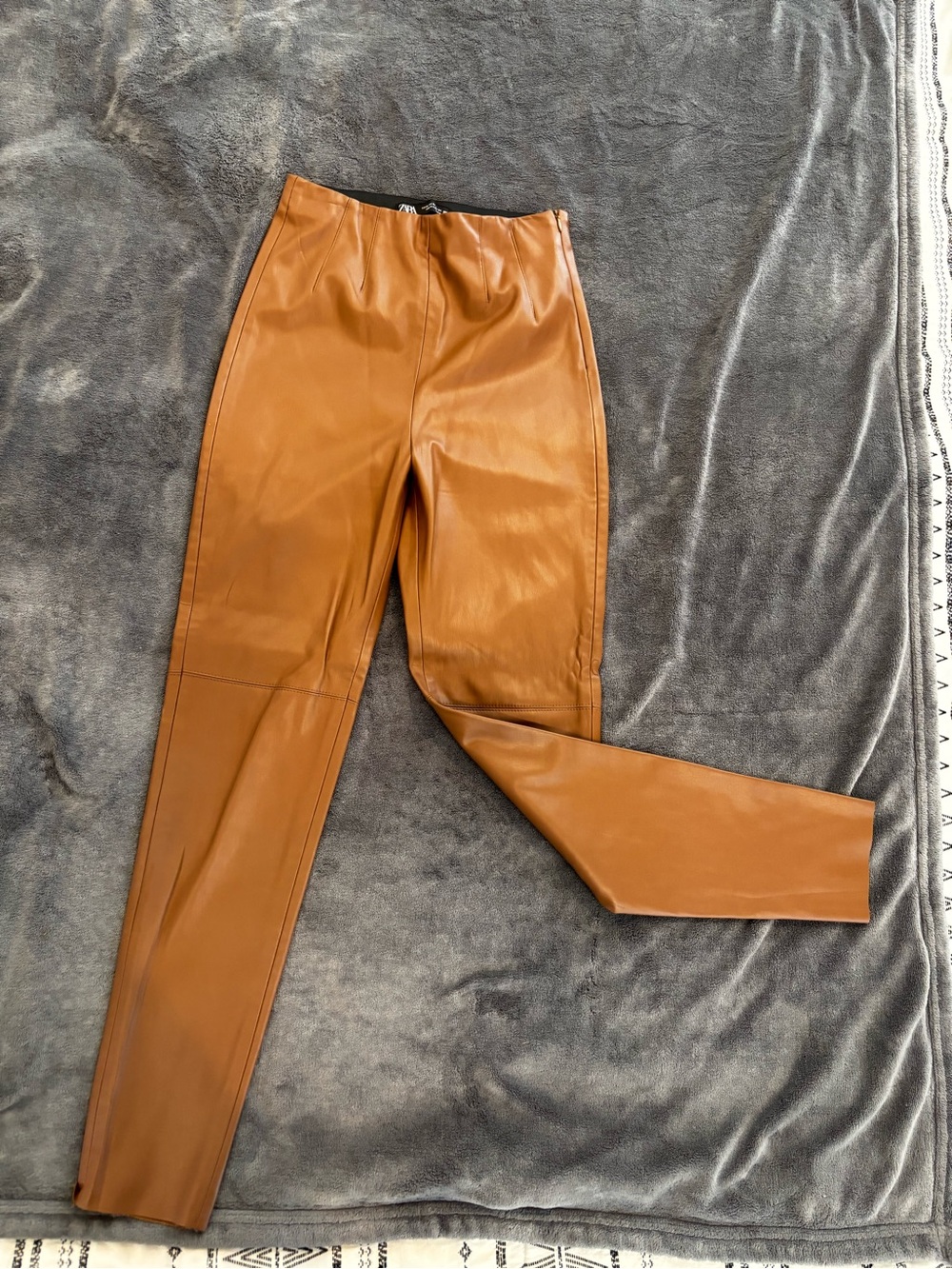 Zara Faux Leather Trousers - Warm Brown